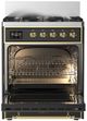 Ilve® Majestic III 30" Graphite Matte Pro Style Dual Fuel Liquid Propane Range with 5 Black Brass Burners and Brass Trim-1