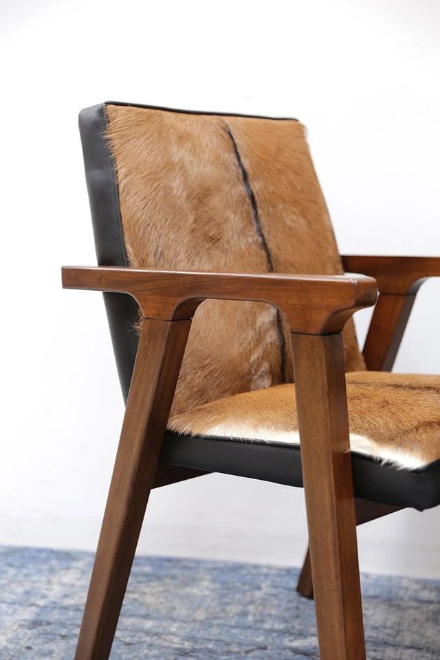 LH Home Coachella Rio Cool Brown/Mindi Oak Armchair with Leather and Goat Hair-3