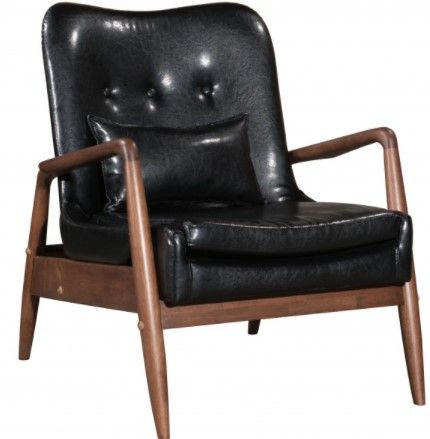 Zuo® Modern Bully Black Lounge Chair and Ottoman Set-1