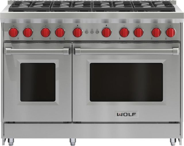 Wolf® 48" 8-Burners Stainless Steel Pro Style Liquid Propane Gas Range with Infrared Griddle -0
