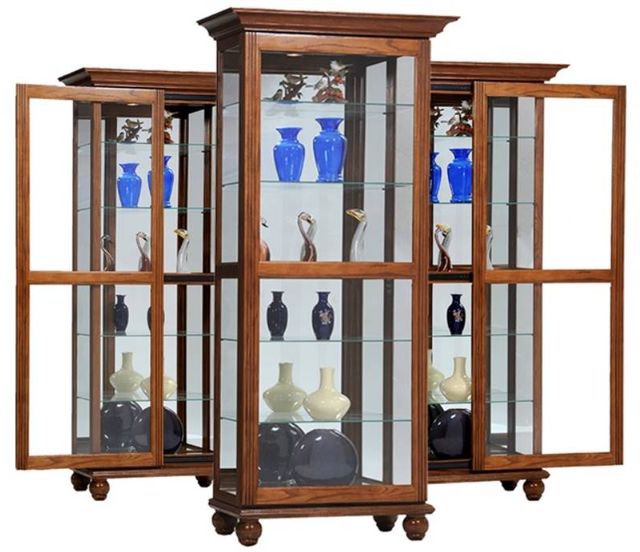 American Heartland Manufacturing Oak Tall Sliding Door Curio-0