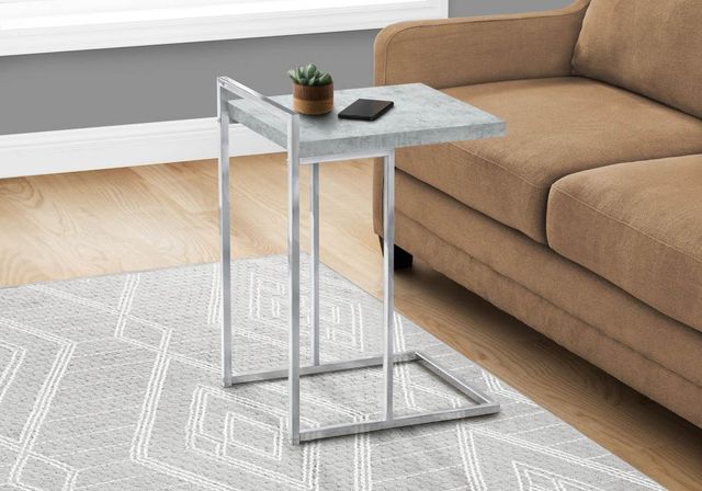 Monarch Specialties Inc. Grey Cement 25"H Accent Table with Silver Base-1
