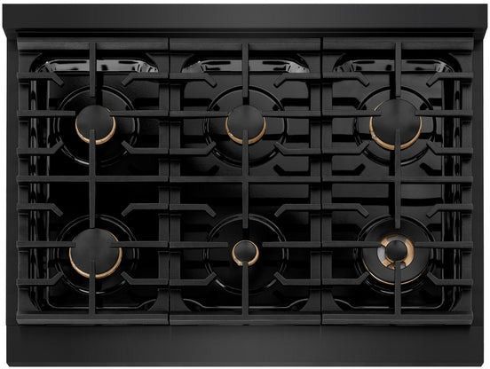 ZLINE Paramount Autograph Edition 36" Black Stainless Steel Gas Rangetop with Champagne Bronze Accents-2