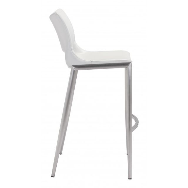 Zuo® Modern Ace White/Silver Bar Chair-1