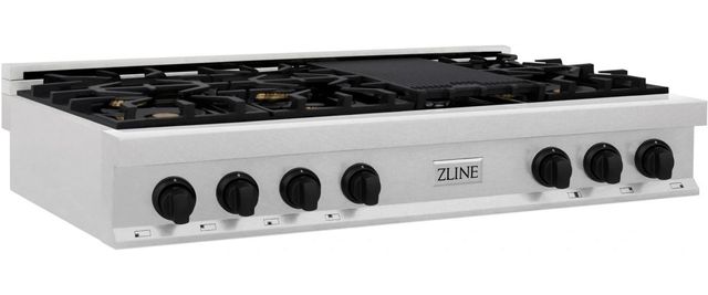 ZLINE Autograph Edition Classic 48" Satin Stainless Steel Gas Rangetop with 8 Burners, Porcelain Cooktop and Matte Black Accents-1