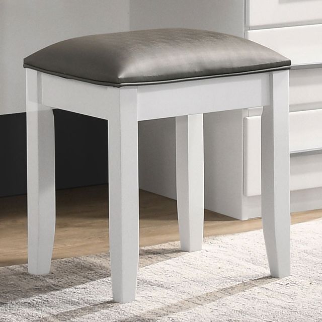 Coaster® Felicity Glossy White/Metallic Vanity Stool-1