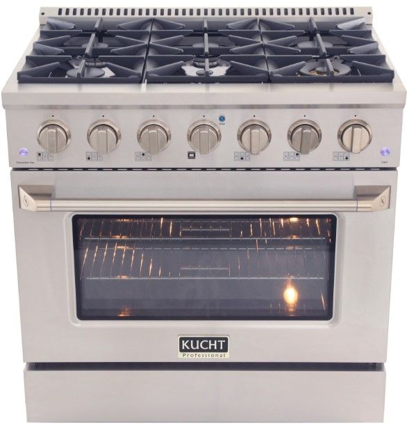 Kucht Professional KNG Series 36" Stainless Steel Pro Style Natural Gas Range with Silver Door-2