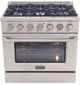 Kucht Professional KNG Series 36" Stainless Steel Pro Style Natural Gas Range with Silver Door-2
