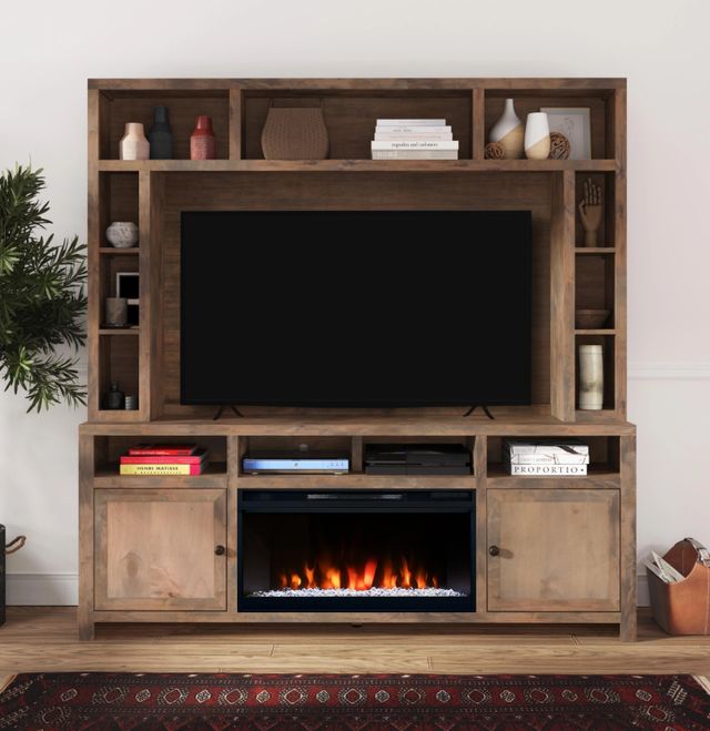 Legends Home Joshua Creek Barnwood Fireplace Entertainment Center-1