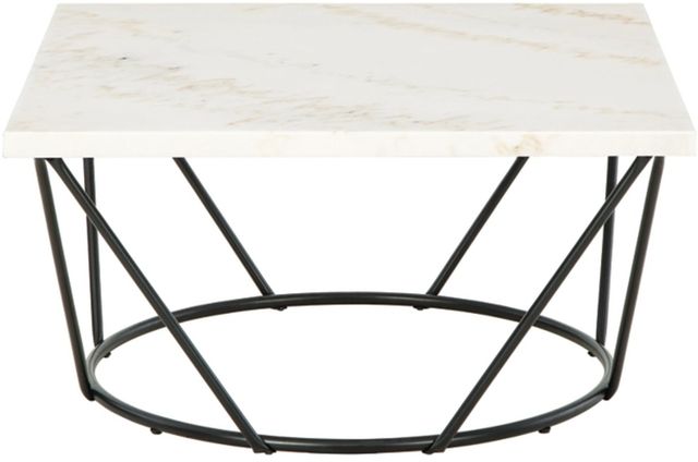 Signature Design by Ashley® Vancent White Coffee Table with Black Metal Base -1