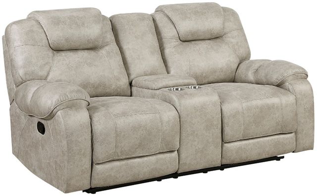 Homelegance® Gainesville Pewter Double Manual Reclining Loveseat with Center Console-0