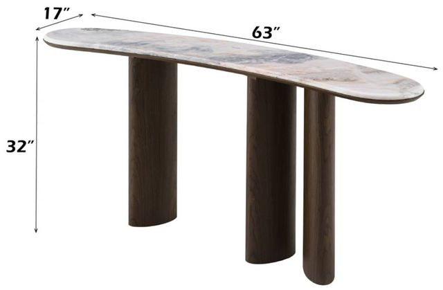 ACME Furniture Hanale Natural Marble Top Console Table with Brown Legs-2