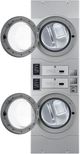 Crossover True Commercial Laundry - 7.0 Cu. Ft. Silver Heavy Duty Bottom Control Gas Dryer with Coin Option/Card Ready Included (Stacked application)-3