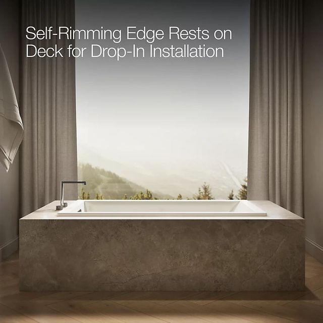 KOHLER® Underscore® Biscuit 66" x 36" Drop-in Heated Whirlpool Bath-3