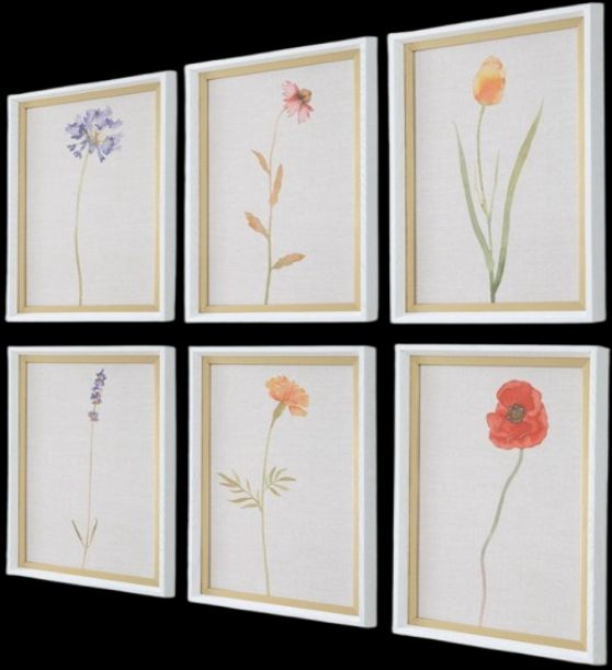 Uttermost® Aurora Bell 6-Piece Wild Flourish Framed Prints Set-3