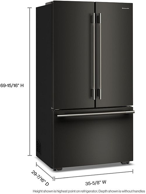 KitchenAid® 36" 24.3 Cu. Ft. Black Ore Counter Depth French Door Refrigerator with Interior Dispenser-3