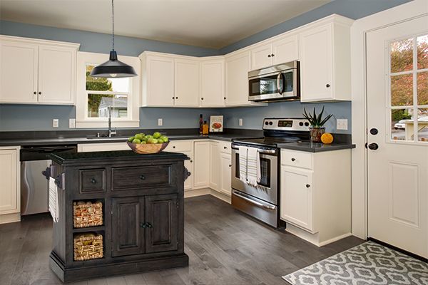 HH2 Home Tuscan Retreat® Weathered Gray Medium Granite Top Kitchen Island-1