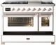 Ilve® Majestic III 48" White Pro Style Dual Fuel Liquid Propane Range with Griddle and Copper Trim-2