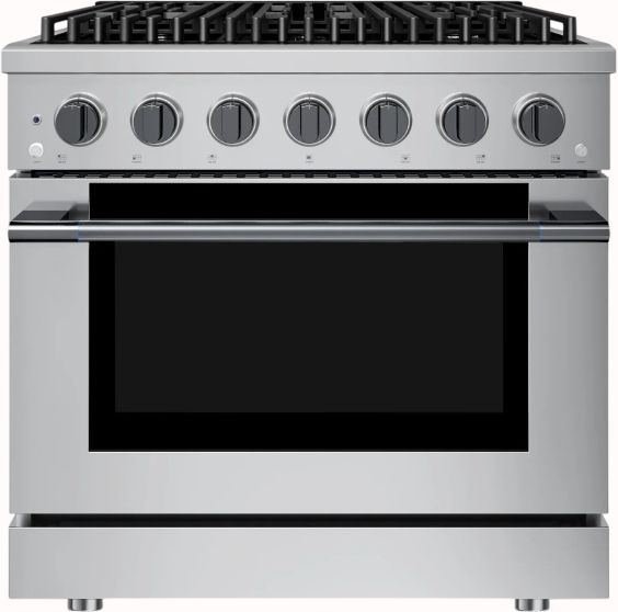 Hauslane HausPro 36" Stainless Steel Pro-Style Dual Fuel Range with Black Stainless Steel Knobs-0