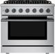 Hauslane HausPro 36" Stainless Steel Pro-Style Dual Fuel Range with Black Stainless Steel Knobs-0