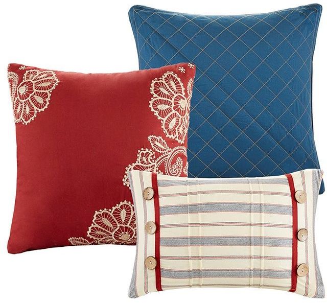 Olliix by Madison Park 6 Piece Red Full/Queen Lucy Twill Reversible Coverlet Set-2