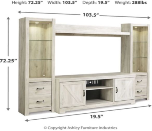 Signature Design by Ashley® Bellaby 4-Piece Whitewash Entertainment Center with Spot Lights-3