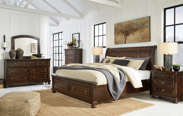 Millennium® by Ashley Porter 2-Piece Rustic Brown California King Sleigh Bed Set-3