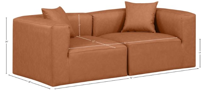 Meridian Furniture Cube 2-Piece Cognac Modular Sectional Loveseat-4