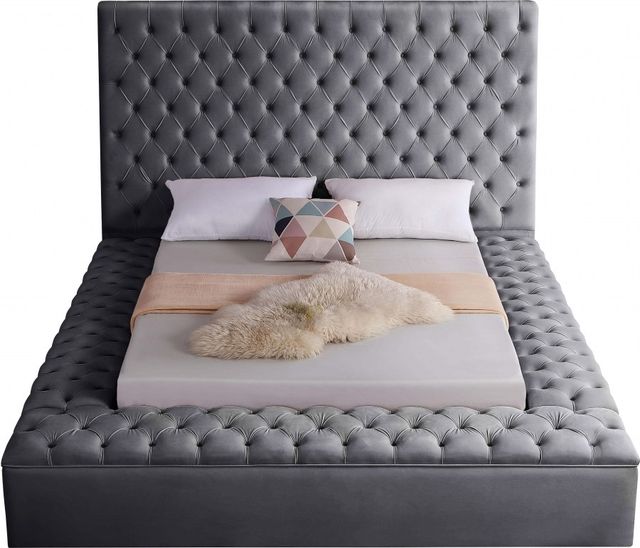 Meridian Furniture Bliss Grey Velvet Queen Bed-0