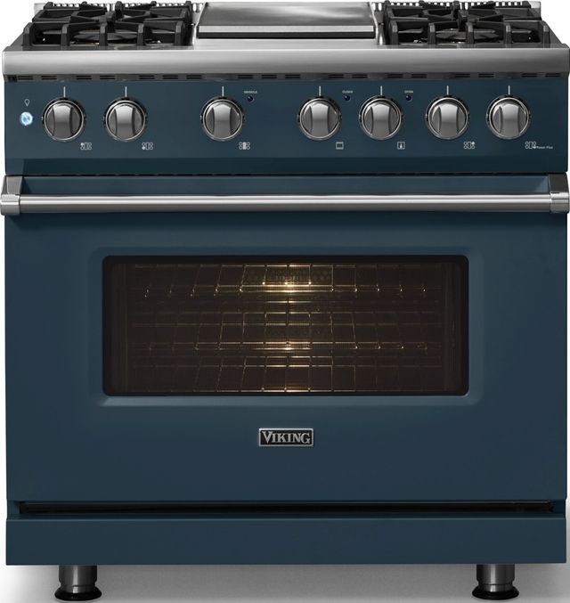 Viking® 5 Series 36" Squall Pro Style Dual Fuel (NG) Range with Polished Chrome Trim-2