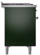 Ilve® Nostalgie II Noblesse 48'' Emerald Green Pro Style Dual Fuel Range with Chrome Trim-2