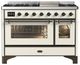 Ilve® Majestic III 48" Antique White Pro Style Dual Fuel Liquid Propane Range with Triple Glass Door and Burnished Trim-0