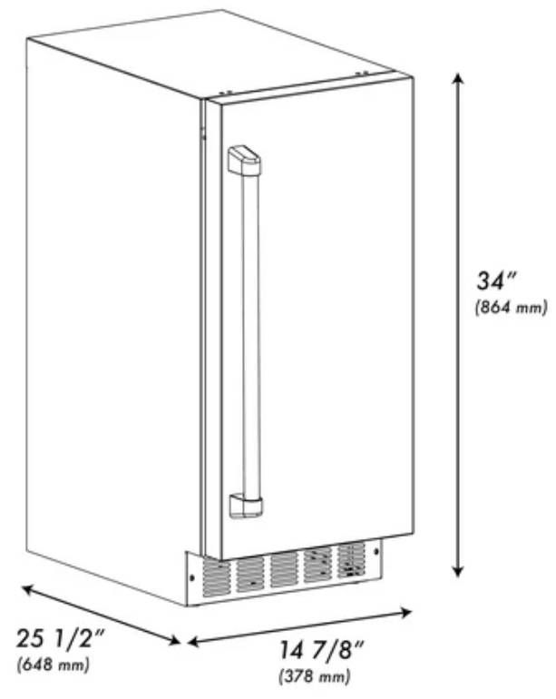 ZLINE Autograph Edition Touchstone 15" 66 lb. Stainless Steel Gourmet Ice Maker with Drain Pump and Solid Stainless Steel Door with Champagne Bronze Helix Handle-1