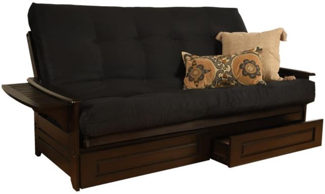 Kodiak Furniture Phoenix Suede Black/Espresso Queen Storage Futon with Mattress-0