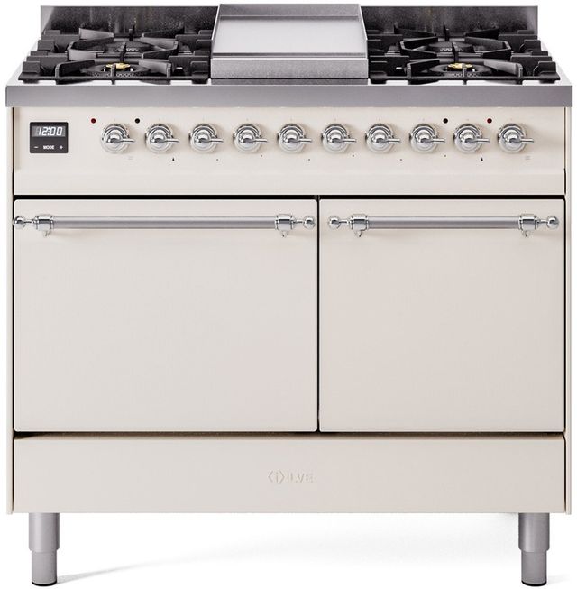 Ilve® Nostalgie II Series 40" Antique White Pro Style Dual Fuel Range-0