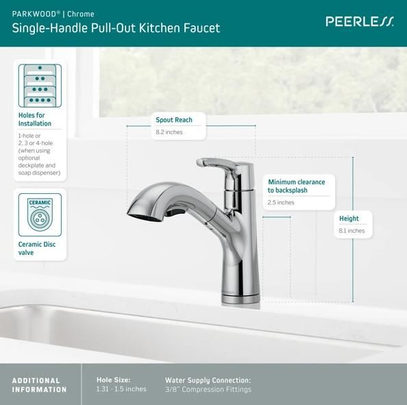 Peerless Parkwood® Chrome Single Handle Pull-Out Kitchen Faucet-1