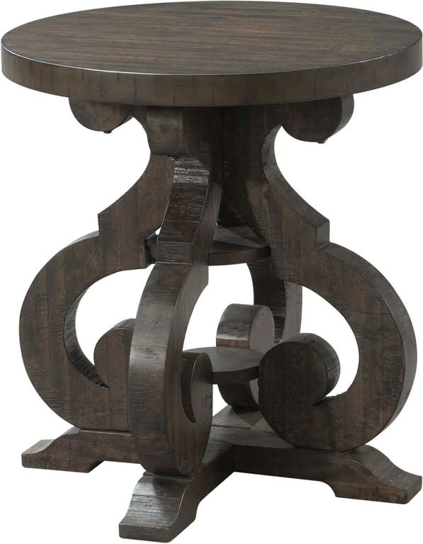 Elements International Stone Smokey Dark Ash Round Side Table-0