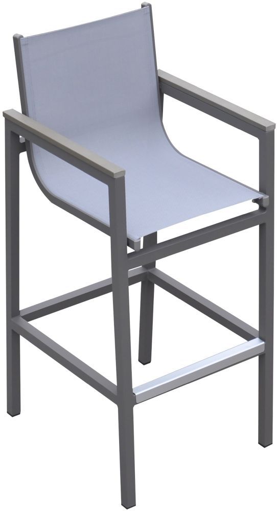 Armen Living Marina Gray/White Aluminum/Textilene Outdoor Bar Stool-0
