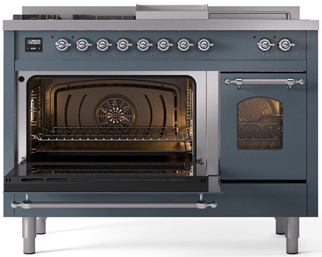 Ilve® Nostalgie II Series 48" Blue Grey Pro Style Dual Fuel Range-2