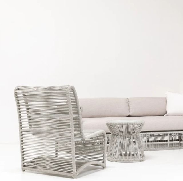 Sunset West Miami Frost Metal/Natural Fibers Outdoor Armless Club Chair-4