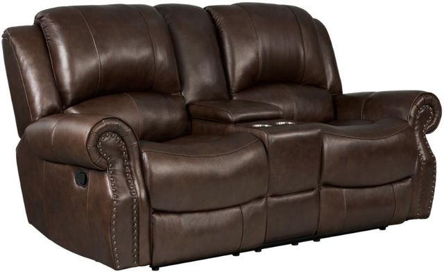 Corinthian Furniture Chocolate 40" Manual Reclining Console Loveseat-0