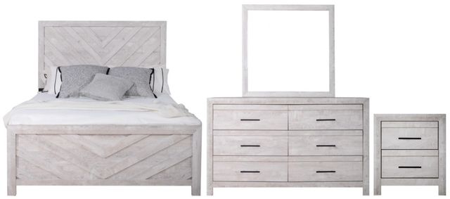 New Classic® Home Furnishings Biscayne 4-Piece Driftwood Queen Panel Bedroom Set-0