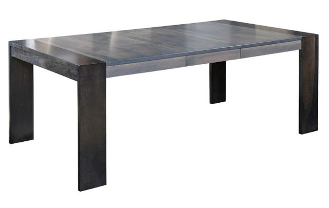 Country View Woodworking Customizable Expression Wormy Maple Top 48" Dining Table with 2-Leaves and Brown Maple Base-0