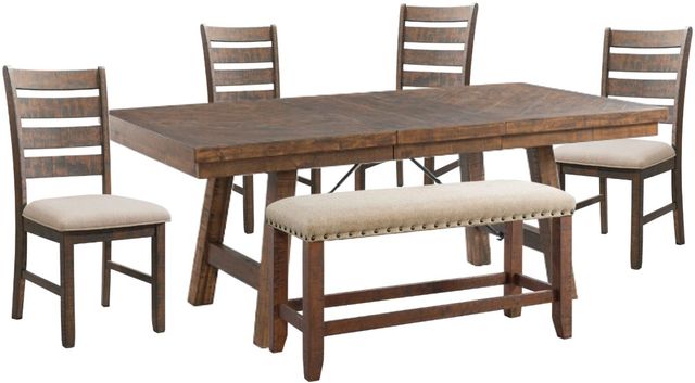 Elements International Jax 6-Piece Cherry/Cream/Walnut Ladder Back Dining Set-0