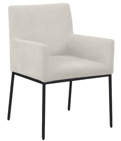 Meridian Furniture Reeves Cream/Matte Black/Matte Black Chenille Upholstered Dining Chair-0