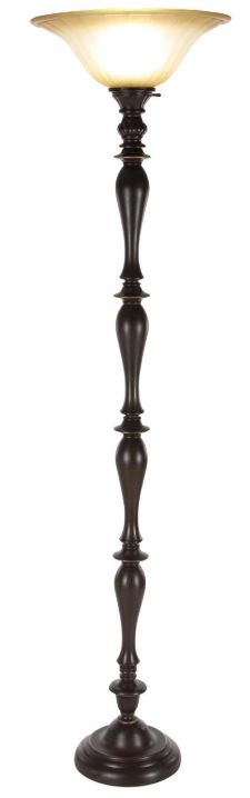 Deco Marche Brown Turned Torchiere Floor Lamp-0