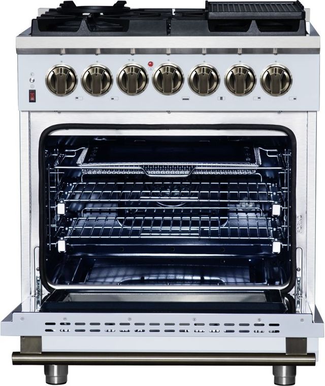 FORNO® Massimo Series Alta Qualita 30" White Pro Style Dual Fuel Range-3