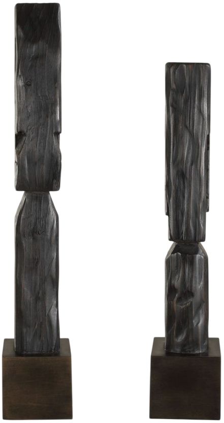 Uttermost® Cipher 2-Piece Aged Black/Brown Totem Set-4