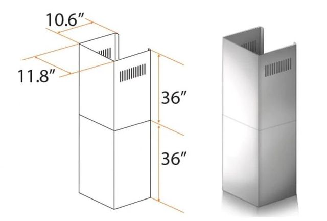 ZLINE 36" Stainless Steel Chimney Extension-1