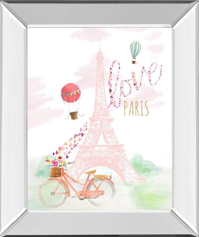 Classy Art Pink Eiffel Bike Ride by LanieLoreth Mirror Framed Wall Art-0